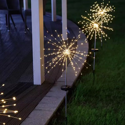 Kaliiqo™ IP65 8-Models Lights Solar Outdoor Garden Lights - Waterproof Stake Fairy Lights, Firework & Dandelion Designs for Holiday Lawn Decor