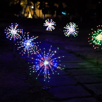 Kaliiqo™ IP65 8-Models Lights Solar Outdoor Garden Lights - Waterproof Stake Fairy Lights, Firework & Dandelion Designs for Holiday Lawn Decor