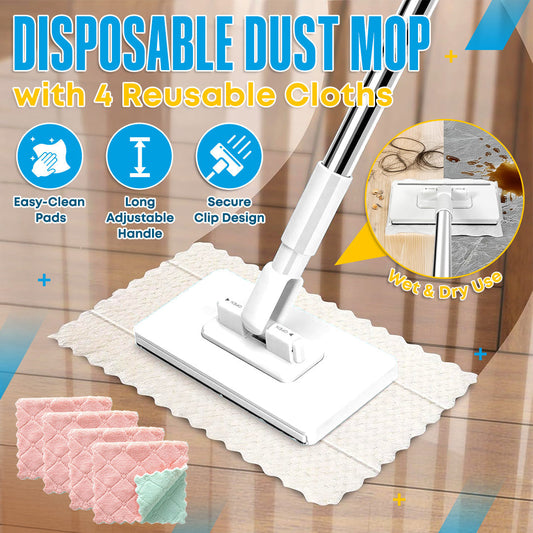 💦 Last Day: 50% OFF – Disposable Dust Mop with 4 Reusable Cloths