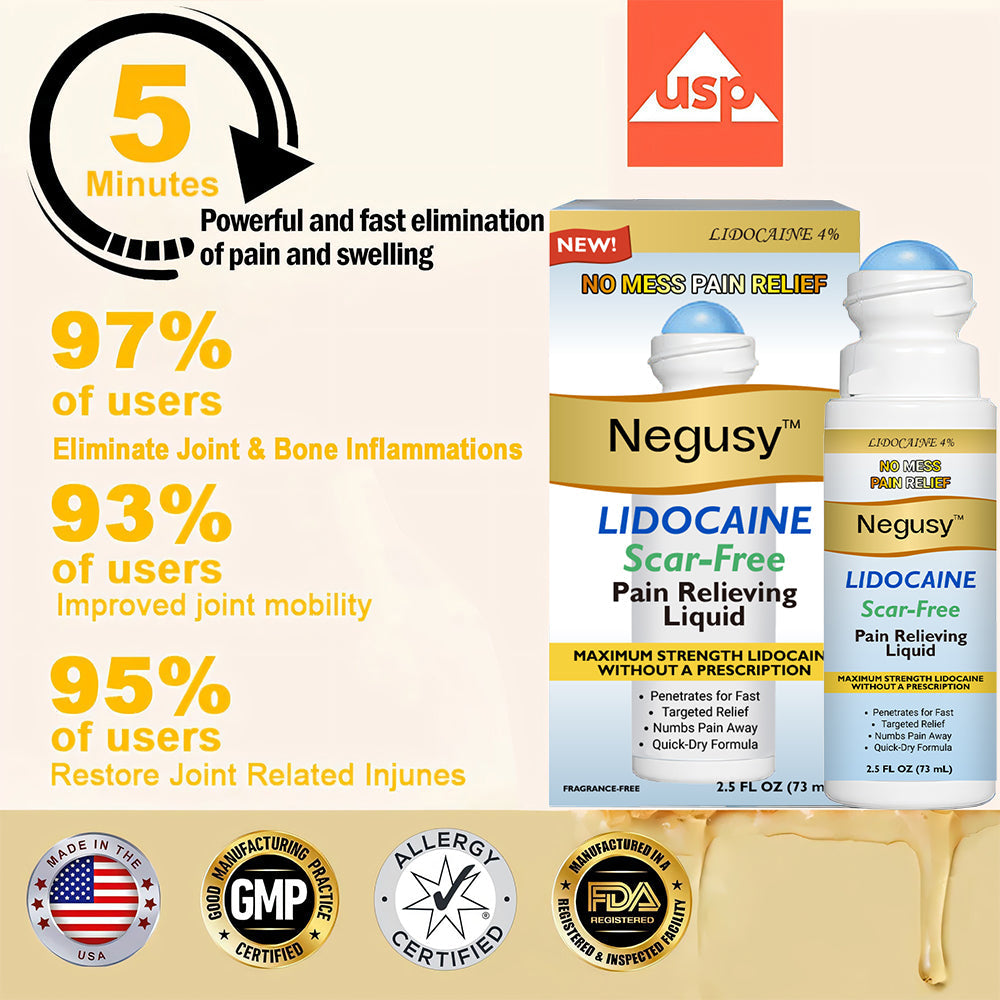 ✅Official Store: Negusy™ Lidocaine Scar-Free Pain Relief Healing Liquid👨‍⚕️USA Osteopathic Medical Association （AAOS）Approved(Reducing joint swelling, pain, stiffness, redness, warmth, soreness and joint fatigue )✨