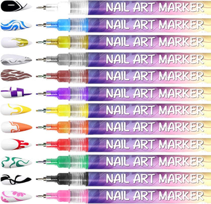 🎨 12 Colors Nail Art Pens Set – Create Stunning DIY Designs with Precision & Vibrant Colors 💅