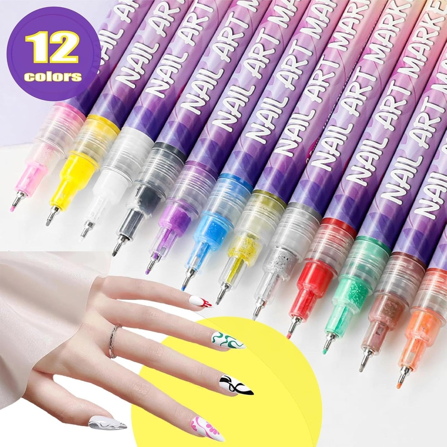 🎨 12 Colors Nail Art Pens Set – Create Stunning DIY Designs with Precision & Vibrant Colors 💅