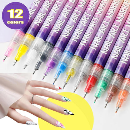 🎨 12 Colors Nail Art Pens Set – Create Stunning DIY Designs with Precision & Vibrant Colors 💅