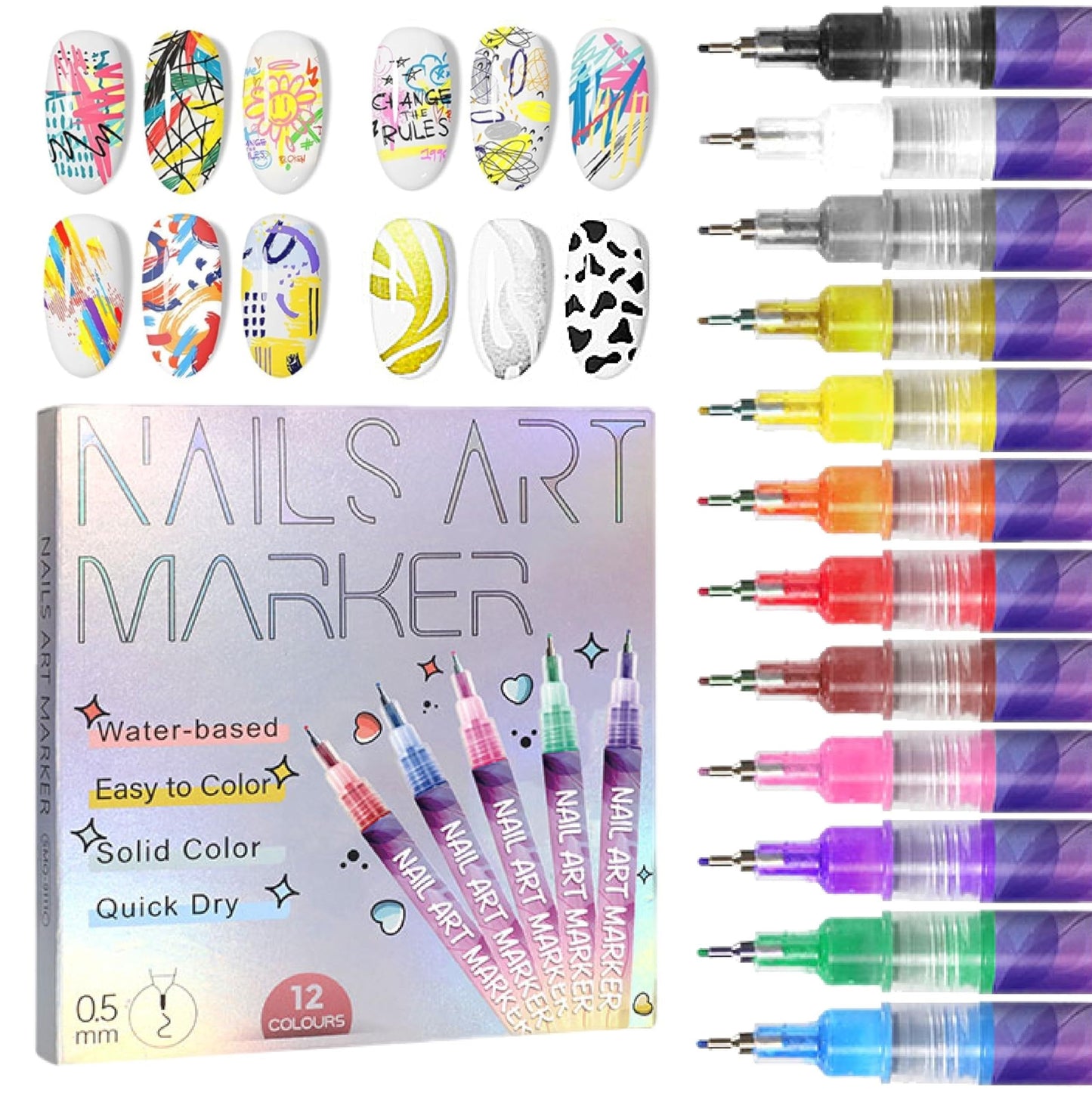 🎨 12 Colors Nail Art Pens Set – Create Stunning DIY Designs with Precision & Vibrant Colors 💅