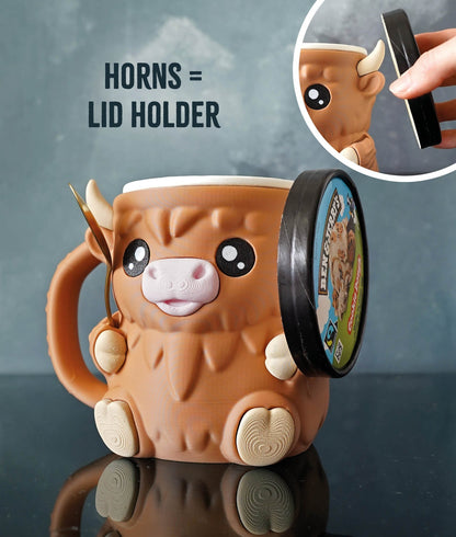 Ferdinand the Highland Cow – 3D Printed Ice Cream Pint Holder