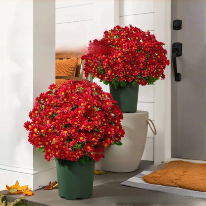 🏆 Flash Sale ⚡ Artificial Outdoor Sunset Mums Flowers 🌻- UV resistant, Waterproof, Windproof 💧
