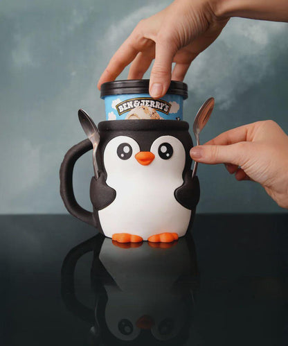 🐧Cute Penguin Ice Cream Pint Cozy with Spoon Holder - 3D Printed Insulated Holder